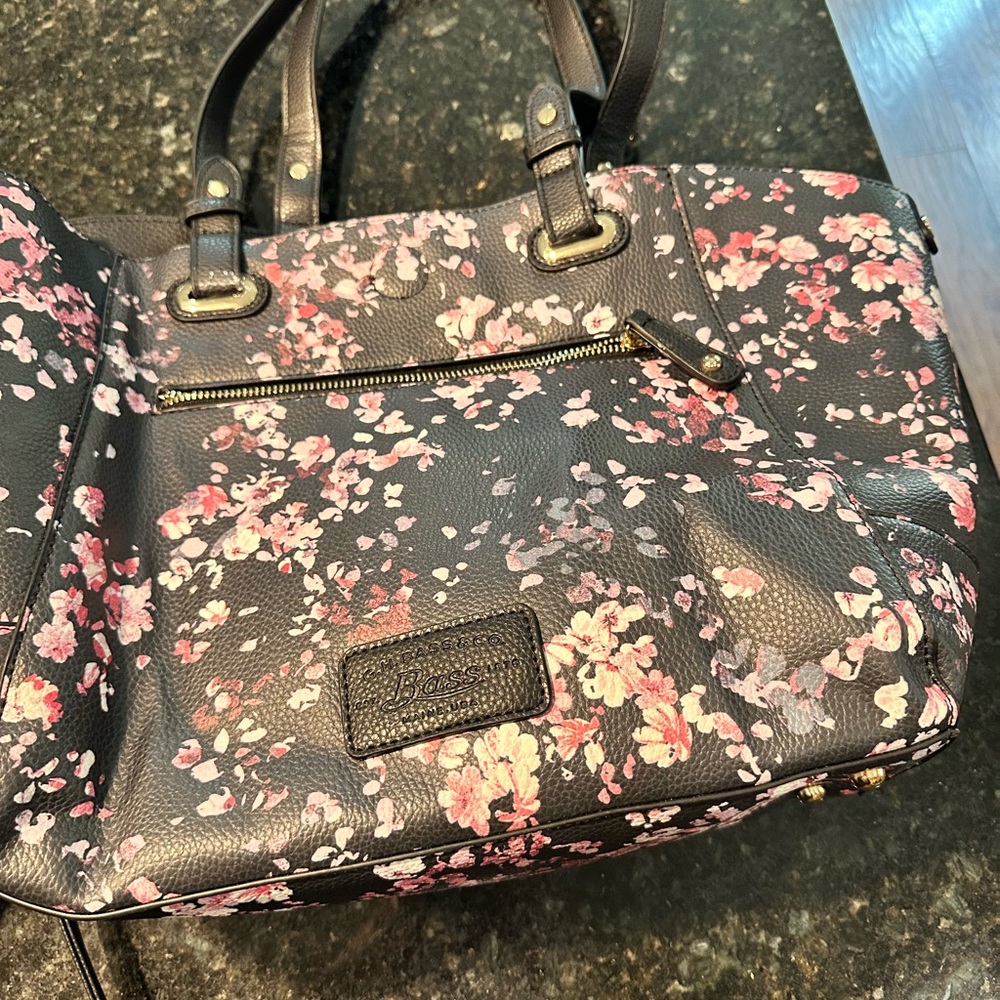 G.H. Bass & Co. Black and Pink Floral Tote